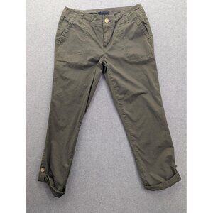 Tommy Hilfiger Pants Womens 2 Green Chino Ankle Crop Roll Tab Cotton Stretch
